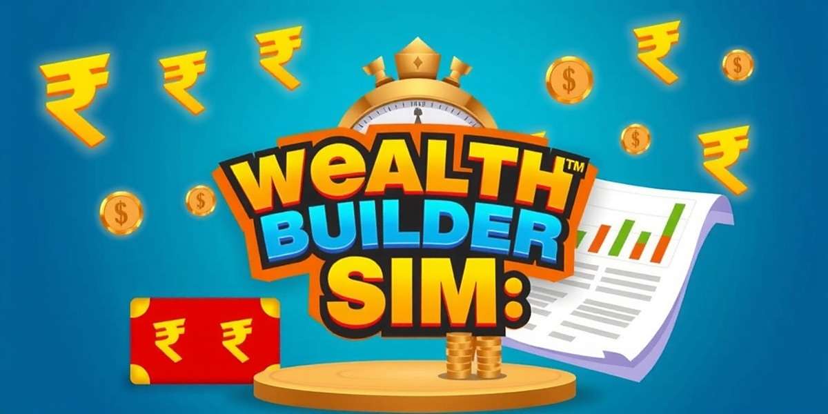 Wealth Builder Sim - Build Your Financial Future Wealth Builder Sim game logo with Indian rupee symbols and financial charts